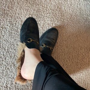 Gucci Princetown leather slippers fur-lined mules
